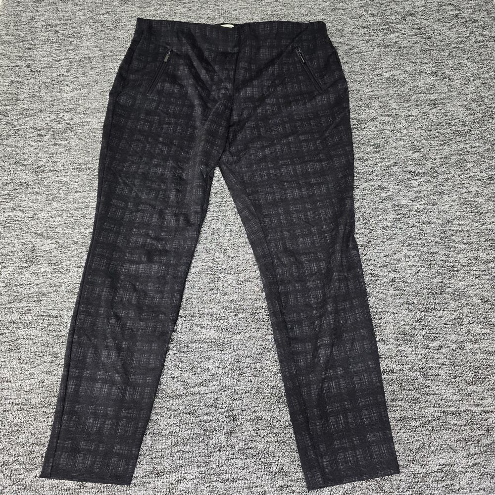 Adrienne Vittadini Ankle Pants Women's 16 Black Geometric Faux Zipper Pockets